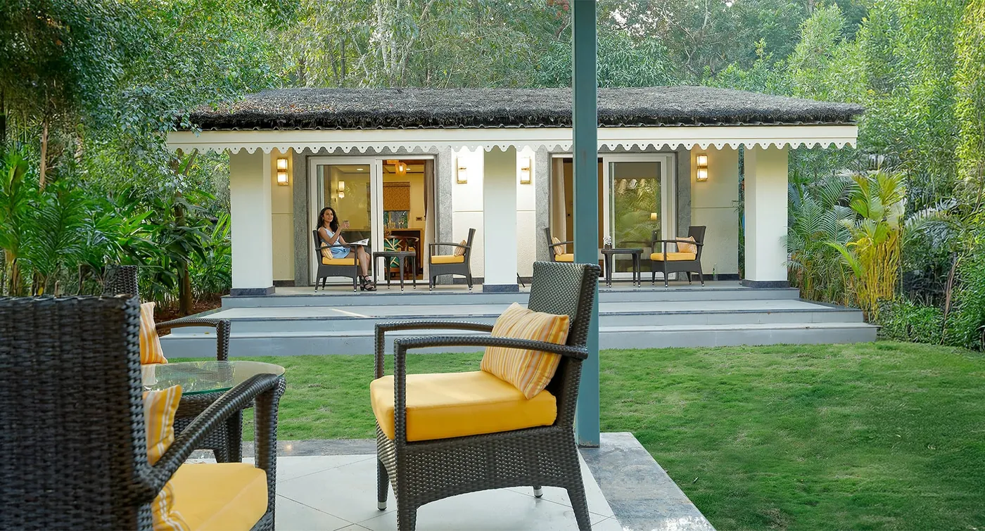 A private garden cottage surrounded by forest